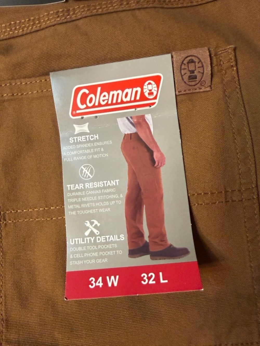 NWT Men's Coleman Cargo Pants Copper Utility Work Trousers Size 34x32 (KB5) - Picture 7 of 8